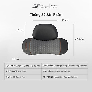 Gối Kê Đầu Massage Túi Khí Kéo Dãn, Tích Hợp Chườm Nóng Công Thái Học, Giảm Đau Mỏi Cổ Vai Gáy - Sairui