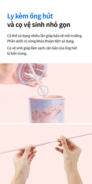 Ly nhựa LocknLock 2 lớp 750ml HAP522 720ml Anh Đào - Hàng chính hãng kèm ống hút, cách nhiệt tốt, miệng rộng - JoyMall