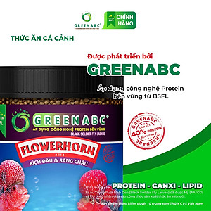 Thức ăn Cá La Hán GREENABC – Hàm lượng protein 40 kích bung đầu to, châu sáng, vảy rực rỡ – Hộp 350g