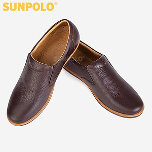 Giày Mọi Nam Da Bò SUNPOLO SUMU01 - Nâu