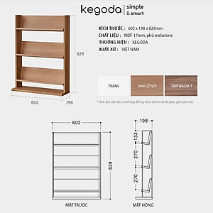 Kệ Gỗ 3 Tầng KGD13 Để Sách, Tạp Chí Rộng 60cm Thương Hiệu KEGODA
