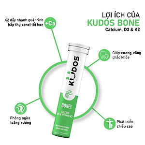 Thực phẩm bảo vệ sức khỏe KUDOS BONE HEALTH CALCIUM, D3 & VITAMIN K2 (20 viên/tuýp)