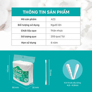 Combo 5 Tăm Bông NIVA Dành Cho Người Lớn Túi Zipper 200 Que nhựa Az3