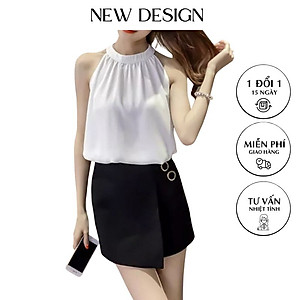 Áo kiểu nữ, Áo sát nách cổ yếm sang chảnh chất Lụa latin cao cấp thoáng mát New Design AO0012