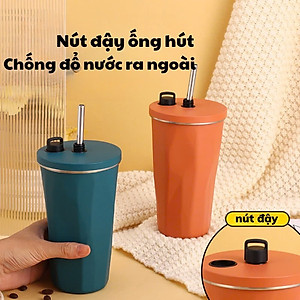 Ly Giữ Nhiệt Phong Cách Trẻ Trung, Chất Liệu Inox304, Giữ Nóng Lạnh, Kèm Ống Hút , Có Nắp Đậy Và Ron Cao Su Chống Tràn , Chống Đổ - Hàng chính hãng
