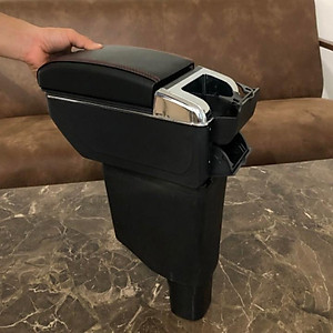 Hộp tỳ tay ô tô dành cho xe Toyota Wigo cao cấp tích hợp 7 cổng USB - Mã: DUSB-WO - 2 màu: Đen và Be