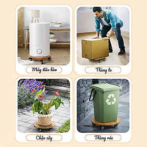 Đế Kê Chậu Cây Có Bánh Xe ANKAN, R30cm Làm Giá Đỡ Kệ Hoa Cây Cảnh, Màu Vàng Nắng, Chịu Tải 120Kg