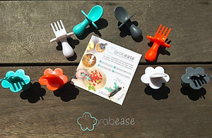 Grabease Bộ muỗng nĩa tập ăn cho bé - Trắng