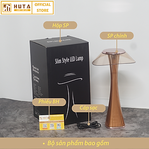 Đèn Led Để Bàn Quầy Bar Nhà Hàng Huta ET1 Cảm Ứng Tích Điện Pin Sạc Điều Chỉnh Độ Sáng, 3 Màu Sắc Ánh Sáng, Decor Trang Trí Quán Cà Phê, Lounge