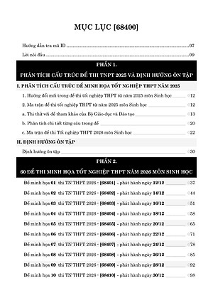 Sách - 60 Đề Minh Họa Tốt Nghiệp THPT 2026 - Môn Sinh Học