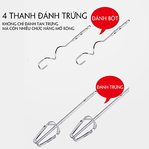 Máy trộn bột, đánh trứng cao cấp nhãn hiệu DSP KM3015 dung tích chứa 4 Lít, công suất 300W (2 đầu tạo kem và nhào bột riêng biệt) - Hàng Nhập Khẩu