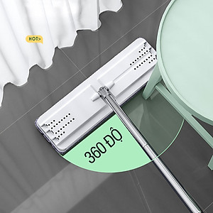 Bộ lau nhà Plus 2 ngăn tự vắt, cây lau nhà xoay 360 độ giúp lau sàn làm sạch