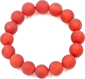 Vòng tay chuỗi hạt thạch anh đỏ mài mờ 12 ly kèm hộp nhung