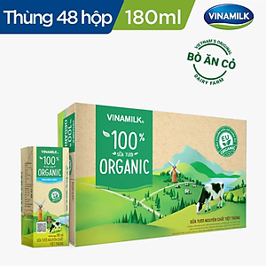 Thùng 48 Hộp Sữa Tươi Tiệt Trùng Vinamilk 100% Organic Nguyên chất (180ml)