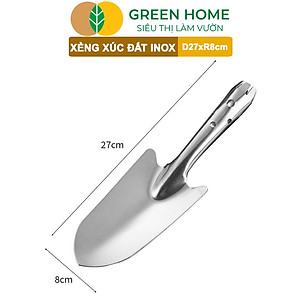 Xẻng Xúc Đất Greenhome, D27xR8cm, Dụng Cụ Làm Vườn, Hợp Kim Chống Rỉ, Siêu Bền, Dễ Vệ Sinh, Tiện Lợi