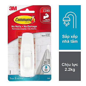 Móc dán tường chống thấm nước Command 3M cỡ lớn chịu lực 2.2kg - Độ bền cao, bám cực chắc, tháo cực dễ 17003B
