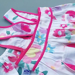 Bộ quần áo ngắn bé gái dây họa tiết Hoa hồng lanh lụa - AICDBGQX79WQ - AIN Closet