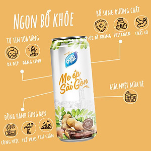 Thùng 24 Lon Nước Trái Cây Me Ép Sài Gòn Pushmax (310ml x 24 lon)