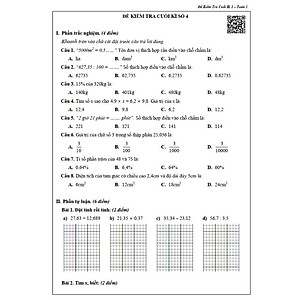 Đề Kiểm Tra Toán 5 - Tập 1