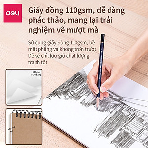Sổ Vẽ Phác Thảo Deli - Gáy Lò Xo - Khổ Dọc A4 - Giấy Định Lượng 110Gsm / 160Gsm - 73357 / 73634