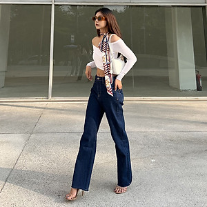 Quần Jean Nữ Ống Rộng Lưng Cao Aaa Jeans