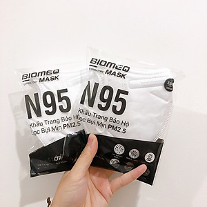 Hộp 30 chiếc KHẨU TRANG N95 CHÍNH HÃNG Không van 5 lớp BIOMEQ mask - KHÁNG KHUẨN - Chống bụi mịn - Khẩu trang bảo hộ N95 
