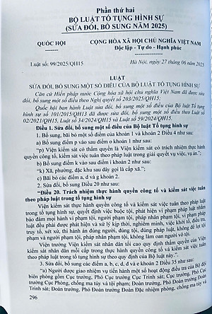 Bộ Luật Hình sự  - Bộ Luật Tố Tụng Hình Sự ( Sửa đổi, bổ sung năm 2025 )
