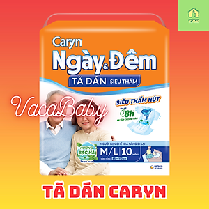 Tã/Bỉm DÁN Caryn Ngày và Đêm hương bạc hà mã mới giá rẻ dành cho người già, người lớn tuổi size M10 miếng