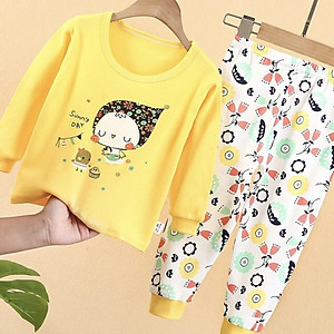 Đồ ngủ cho bé Easy Baby, đồ bộ dài tay bé gái chất vải cotton từ 7-18kg (ASS-308)