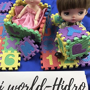 Bộ thảm 12ô chữ xốp ghép mini trang trí nhà búp bê BJD 1/8