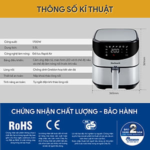 Nồi Chiên Không Dầu Điện Tử BlueStone AFB-5880 (5,5 Lít) - Hàng Chính Hãng