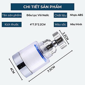 Đầu vòi lọc nước KG057 rửa chén bát giúp tăng áp lực nước, tiết kiệm nước, có lõi lọc nước nano xoay 360 độ - Hàng chính hãng