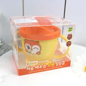 Đũa Inox xỏ ngón Hàn Quốc giúp bé tập gắp thức ăn Edison hình Pororo - Đồ dùng ăn dặm chính hãng 9644