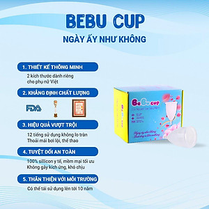 Cốc Nguyệt San BeBuCup Chính Hãng,100% Silicol Y Tế siêu mềm