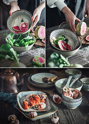 Bộ Bát Đĩa Men Tiêu Cổ GOSU Tráng Men Cao Cấp Phong Cách Cổ Điển