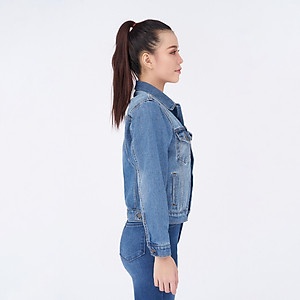 Áo Khoác Jean Nữ Trơn Màu Xanh Đậm Nhạt Aaa Jeans
