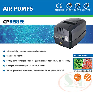 Máy sủi oxy tích điện Hailea CP / CPA 40, 60, 100, 120, 160 Air Pump bình trữ sục bể thủy sinh cá tép cảnh