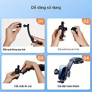 Giá Kẹp Đỡ Điện Thoại Trên Ôtô Xoay 360 Độ Không Khuất Tầm Nhìn Không Rung Lắc Hút Chân Không Chắc Chắn Khoá Tự Động Hàng Nhập Khẩu
