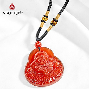 Mặt Dây Chuyền Phật Di Lặc Đá Mã Não Đỏ Mệnh Hỏa, Thổ - Ngọc Quý Gemstones
