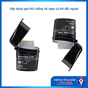 Hộp 25/50 Que Thử Đường Huyết Accu-Chek Guide Có Nắp Nhựa Bảo Hiểm Hút Ẩm Cho Que, Đầu Thấm Máu Lớn, Chính Hãng Roche