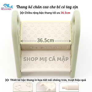 Thang mini ghế đôn 2 bậc cho bé có tai vin, Nhựa cao cấp tải trọng lên tới 75kg