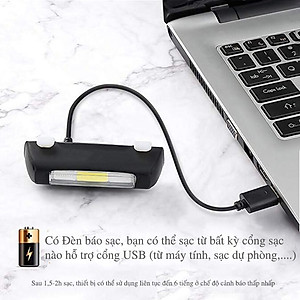 Đèn Led Xe Đạp, Đèn Hậu Cảnh Báo Xe Đạp Gắn Phía Sau Siêu Sáng Có Sạc Điện USB Chống Nước Giúp Đạp Xe An Toàn Ban Đêm 3 Màu Nhiều Chế Độ - Hàng Chính Hãng