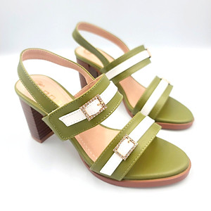 Giày sandal nữ cao gót đế cao 7 phân hàng hiệu rosata hai màu đen xanh thời trang cao cấp ro528