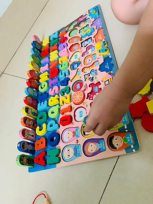 Đồ Chơi Gỗ, Bảng Gỗ Thông Minh 7in1, Đồ Chơi Câu Cá 88 Chi Tiết, Học Số, Học Chữ, Phương Tiện, Gia Đình, Đồ Chơi Giáo Dục