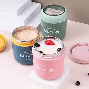 Bình Ủ Cháo Inox 304 Giữ Nhiệt Tedemei Có Thìa Và Quai Dung Tích 530ml