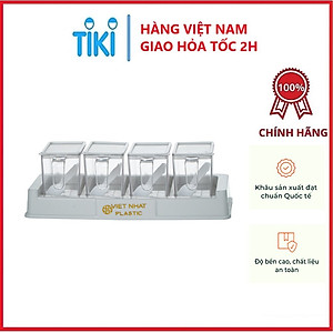 Combo 4 hủ đựng gia vị có muỗng và đế đựng hàng nhựa Việt Nhật chất lượng cao , an toàn - Hàng chính hãng