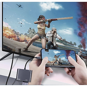 Cáp chuyển Đổi USB Type-c ra 4 cổng HDMI/ VGA/ USB và cổng sạc hỗ trợ chế độ Dex - UHV41160 Hàng Chính Hãng