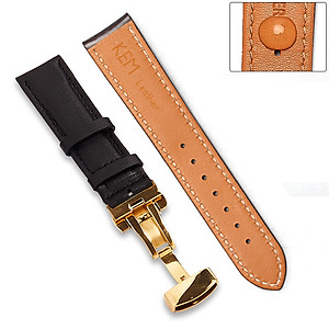 Dây Đồng Hồ Da Bò Italy Cao Cấp Màu Đen Size 15/17/19/21/23/25mm - Dây Da Đồng Hồ Da Bò Thật 100%, Bảo Hành 12T 