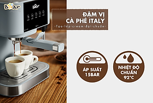 Máy Pha Cà Phê Tự Động Espresso BEAR CF-B15V1 Với Công Thức Pha Nespresso, Americano, Cappuccino Tạo Bọt Sữa Dễ Dàng Áp Suất 15 Bar Công Suất 950 W - Hàng Chính Hãng