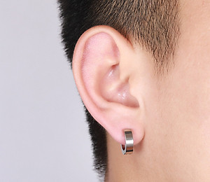 Bông Tai Nam Khoen Tròn Loại Kẹp Ko Cần Bấm Lỗ Tai Chất Liệu Thép Titan Ko Rỉ Ko Dị Ứng TT 0851 - 1 Cặp